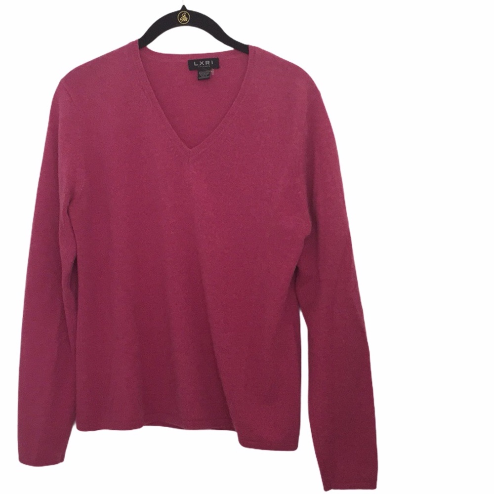 LXR1 pink cashmere v neck sweater